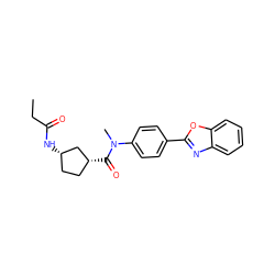 CCC(=O)N[C@H]1CC[C@@H](C(=O)N(C)c2ccc(-c3nc4ccccc4o3)cc2)C1 ZINC000072124872