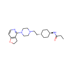 CCC(=O)N[C@H]1CC[C@H](CCN2CCN(c3nccc4c3CCO4)CC2)CC1 ZINC000261105028