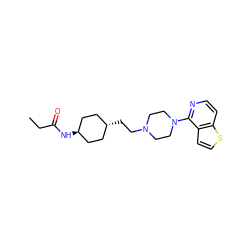 CCC(=O)N[C@H]1CC[C@H](CCN2CCN(c3nccc4sccc34)CC2)CC1 ZINC000261172322