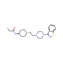 CCC(=O)N[C@H]1CC[C@H](CCN2CCN(c3nsc4ccccc34)CC2)CC1 ZINC001772619508