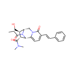 CCC(=O)N1[C@@H]2c3ccc(/C=C/c4ccccc4)c(=O)n3C[C@H]1[C@H](CO)[C@H]2C(=O)N(C)C ZINC000095880203