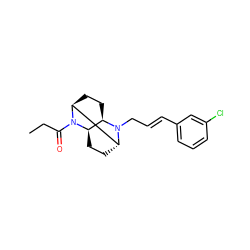 CCC(=O)N1[C@H]2CC[C@@H]3[C@H]1CC[C@H]2N3C/C=C/c1cccc(Cl)c1 ZINC000102907886