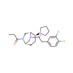 CCC(=O)N1C[C@@H]2[C@@H](N3CCCC3)CC[C@H]1CN2C(=O)Cc1ccc(Cl)c(Cl)c1 ZINC000049073187