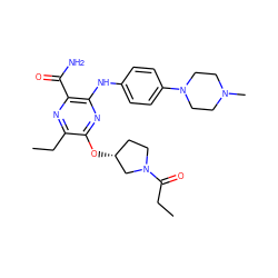 CCC(=O)N1CC[C@@H](Oc2nc(Nc3ccc(N4CCN(C)CC4)cc3)c(C(N)=O)nc2CC)C1 ZINC000473213489