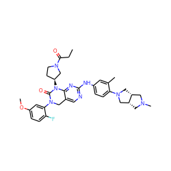 CCC(=O)N1CC[C@H](N2C(=O)N(c3cc(OC)ccc3F)Cc3cnc(Nc4ccc(N5C[C@@H]6CN(C)C[C@@H]6C5)c(C)c4)nc32)C1 ZINC001772619862