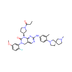 CCC(=O)N1CC[C@H](N2C(=O)N(c3cc(OC)ccc3F)Cc3cnc(Nc4ccc(N5CC[C@]6(CCN(C)C6)C5)c(C)c4)nc32)C1 ZINC001772644239