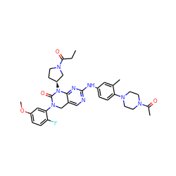 CCC(=O)N1CC[C@H](N2C(=O)N(c3cc(OC)ccc3F)Cc3cnc(Nc4ccc(N5CCN(C(C)=O)CC5)c(C)c4)nc32)C1 ZINC001772651248