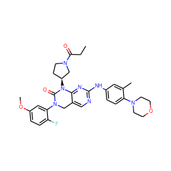 CCC(=O)N1CC[C@H](N2C(=O)N(c3cc(OC)ccc3F)Cc3cnc(Nc4ccc(N5CCOCC5)c(C)c4)nc32)C1 ZINC001772653764