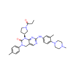 CCC(=O)N1CC[C@H](N2C(=O)N(c3ccc(C)cc3)Cc3cnc(Nc4ccc(N5CCN(C)CC5)c(C)c4)nc32)C1 ZINC001772637072