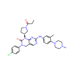 CCC(=O)N1CC[C@H](N2C(=O)N(c3ccc(Cl)cc3)Cc3cnc(Nc4ccc(N5CCN(C)CC5)c(C)c4)nc32)C1 ZINC001772645064