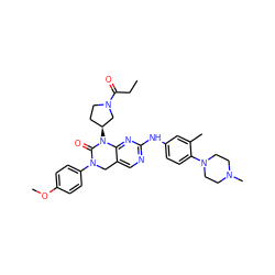 CCC(=O)N1CC[C@H](N2C(=O)N(c3ccc(OC)cc3)Cc3cnc(Nc4ccc(N5CCN(C)CC5)c(C)c4)nc32)C1 ZINC001772579245