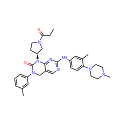 CCC(=O)N1CC[C@H](N2C(=O)N(c3cccc(C)c3)Cc3cnc(Nc4ccc(N5CCN(C)CC5)c(C)c4)nc32)C1 ZINC001772607853