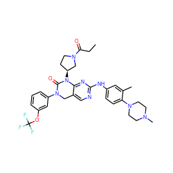 CCC(=O)N1CC[C@H](N2C(=O)N(c3cccc(OC(F)(F)F)c3)Cc3cnc(Nc4ccc(N5CCN(C)CC5)c(C)c4)nc32)C1 ZINC001772600230