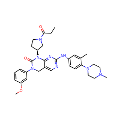 CCC(=O)N1CC[C@H](N2C(=O)N(c3cccc(OC)c3)Cc3cnc(Nc4ccc(N5CCN(C)CC5)c(C)c4)nc32)C1 ZINC001772615473