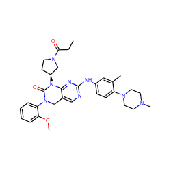 CCC(=O)N1CC[C@H](N2C(=O)N(c3ccccc3OC)Cc3cnc(Nc4ccc(N5CCN(C)CC5)c(C)c4)nc32)C1 ZINC001772631947