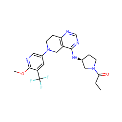 CCC(=O)N1CC[C@H](Nc2ncnc3c2CN(c2cnc(OC)c(C(F)(F)F)c2)CC3)C1 ZINC000113570569