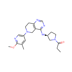 CCC(=O)N1CC[C@H](Nc2ncnc3c2CN(c2cnc(OC)c(C)c2)CC3)C1 ZINC000113567762