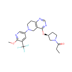 CCC(=O)N1CC[C@H](Oc2ncnc3c2CN(c2cnc(OC)c(C(F)(F)F)c2)CC3)C1 ZINC000113567973