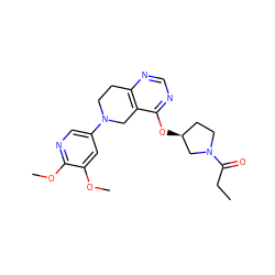 CCC(=O)N1CC[C@H](Oc2ncnc3c2CN(c2cnc(OC)c(OC)c2)CC3)C1 ZINC000113568725