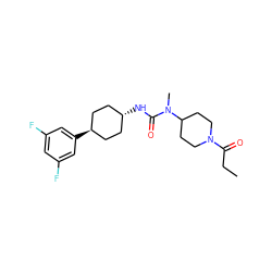 CCC(=O)N1CCC(N(C)C(=O)N[C@H]2CC[C@H](c3cc(F)cc(F)c3)CC2)CC1 ZINC000253666644