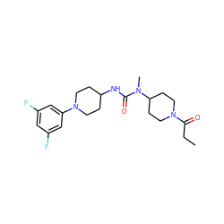 CCC(=O)N1CCC(N(C)C(=O)NC2CCN(c3cc(F)cc(F)c3)CC2)CC1 ZINC000029126724