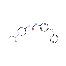 CCC(=O)N1CCC(NC(=O)Nc2ccc(Oc3ccccc3)cc2)CC1 ZINC000064539679