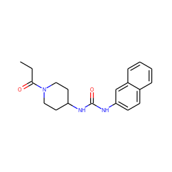 CCC(=O)N1CCC(NC(=O)Nc2ccc3ccccc3c2)CC1 ZINC000064528383