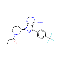 CCC(=O)N1CCC[C@@H](n2nc(-c3ccc(C(F)(F)F)cc3)c3c(N)ncnc32)C1 ZINC001772600014