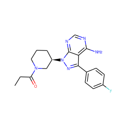 CCC(=O)N1CCC[C@@H](n2nc(-c3ccc(F)cc3)c3c(N)ncnc32)C1 ZINC001772651763