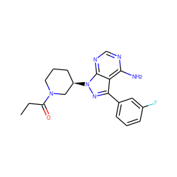 CCC(=O)N1CCC[C@@H](n2nc(-c3cccc(F)c3)c3c(N)ncnc32)C1 ZINC001772579138