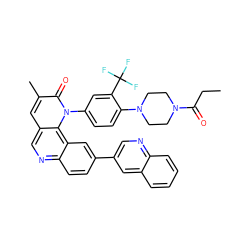 CCC(=O)N1CCN(c2ccc(-n3c(=O)c(C)cc4cnc5ccc(-c6cnc7ccccc7c6)cc5c43)cc2C(F)(F)F)CC1 ZINC000064549530