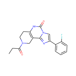 CCC(=O)N1CCc2[nH]c(=O)n3cc(-c4ccccc4F)nc3c2C1 ZINC000013492053