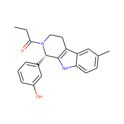 CCC(=O)N1CCc2c([nH]c3ccc(C)cc23)[C@@H]1c1cccc(O)c1 ZINC000045368617