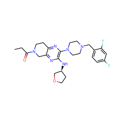 CCC(=O)N1CCc2nc(N3CCN(Cc4ccc(F)cc4F)CC3)c(N[C@H]3CCOC3)nc2C1 ZINC001772601887