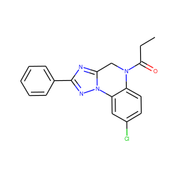 CCC(=O)N1Cc2nc(-c3ccccc3)nn2-c2cc(Cl)ccc21 ZINC000299836596