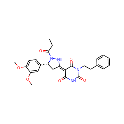 CCC(=O)N1N/C(=C2/C(=O)NC(=O)N(CCc3ccccc3)C2=O)C[C@@H]1c1ccc(OC)c(OC)c1 ZINC000013120379