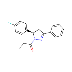 CCC(=O)N1N=C(c2ccccc2)C[C@@H]1c1ccc(F)cc1 ZINC000000480584