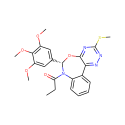 CCC(=O)N1c2ccccc2-c2nnc(SC)nc2O[C@H]1c1cc(OC)c(OC)c(OC)c1 ZINC000000684334