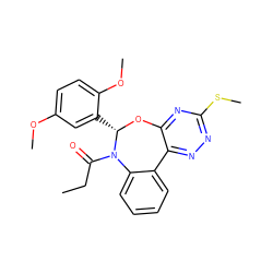 CCC(=O)N1c2ccccc2-c2nnc(SC)nc2O[C@H]1c1cc(OC)ccc1OC ZINC000000684364