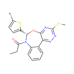 CCC(=O)N1c2ccccc2-c2nnc(SC)nc2O[C@H]1c1ccc(Br)s1 ZINC000000684492