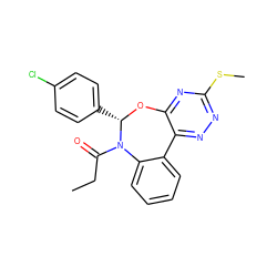 CCC(=O)N1c2ccccc2-c2nnc(SC)nc2O[C@H]1c1ccc(Cl)cc1 ZINC000000684283