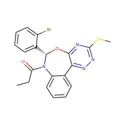 CCC(=O)N1c2ccccc2-c2nnc(SC)nc2O[C@H]1c1ccccc1Br ZINC000000684374