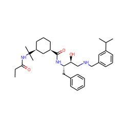 CCC(=O)NC(C)(C)[C@H]1CCC[C@@H](C(=O)N[C@@H](Cc2ccccc2)[C@@H](O)CNCc2cccc(C(C)C)c2)C1 ZINC000049777233