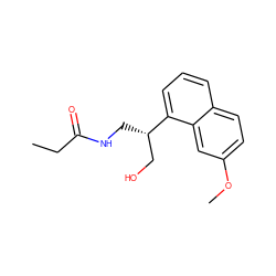 CCC(=O)NC[C@@H](CO)c1cccc2ccc(OC)cc12 ZINC000064624593