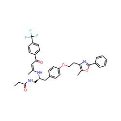 CCC(=O)NC[C@H](Cc1ccc(OCCc2nc(-c3ccccc3)oc2C)cc1)N/C(C)=C\C(=O)c1ccc(C(F)(F)F)cc1 ZINC000017654911