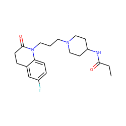 CCC(=O)NC1CCN(CCCN2C(=O)CCc3cc(F)ccc32)CC1 ZINC000064573951