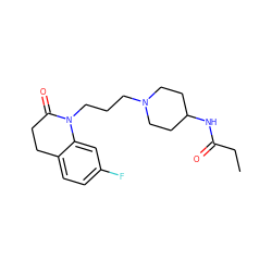 CCC(=O)NC1CCN(CCCN2C(=O)CCc3ccc(F)cc32)CC1 ZINC000064573967