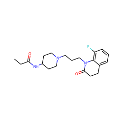 CCC(=O)NC1CCN(CCCN2C(=O)CCc3cccc(F)c32)CC1 ZINC000064553670