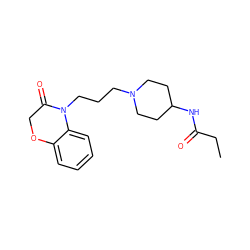 CCC(=O)NC1CCN(CCCN2C(=O)COc3ccccc32)CC1 ZINC000064746530