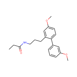 CCC(=O)NCCCc1cc(OC)ccc1-c1cccc(OC)c1 ZINC000095583834